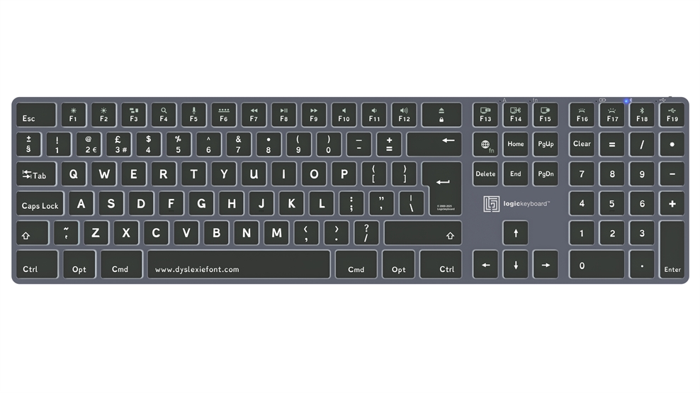 Dyslexie<br>TITAN Wireless Backlit Keyboard – Mac<br>UK English